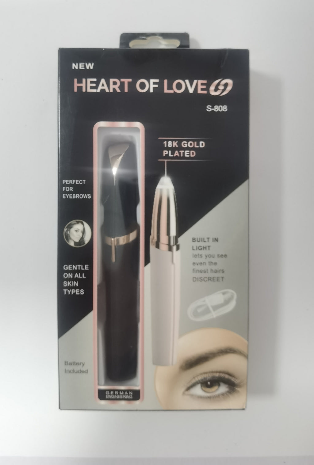 Portable eyebrow trimmer with LED light for personal eyebrow grooming