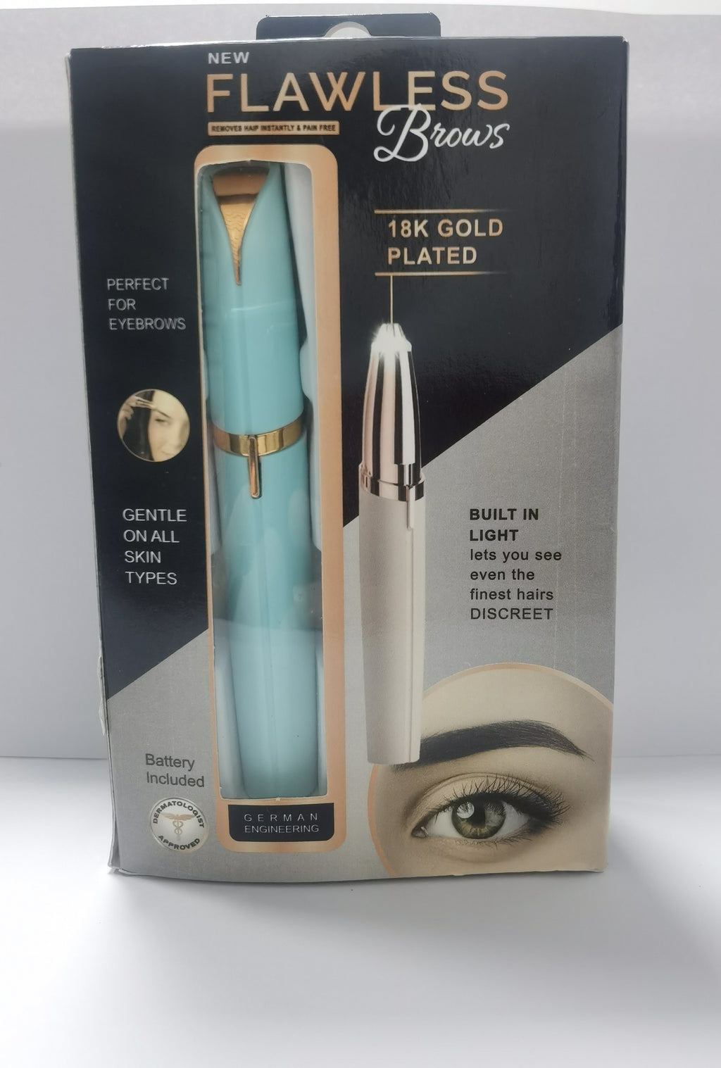 Portable eyebrow trimmer with LED light for personal eyebrow grooming