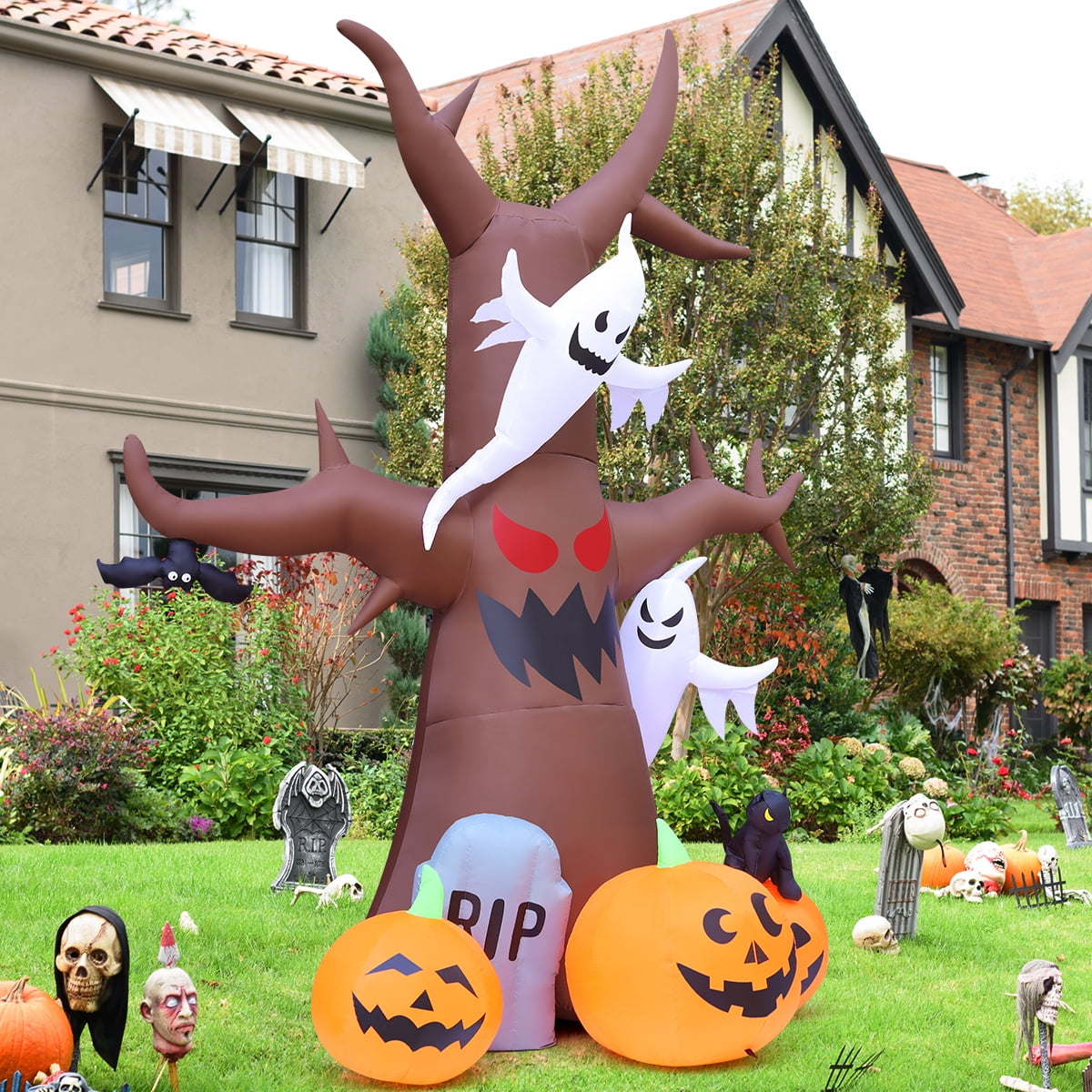 Giant 11.8 FT Halloween Inflatable Tree with LED Lights - Perfect for Spooky Outdoor Decorations!