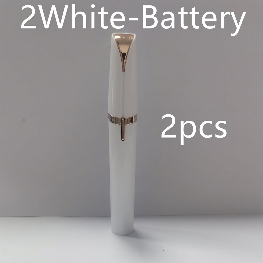 Portable eyebrow trimmer with LED light showing the compact grooming device