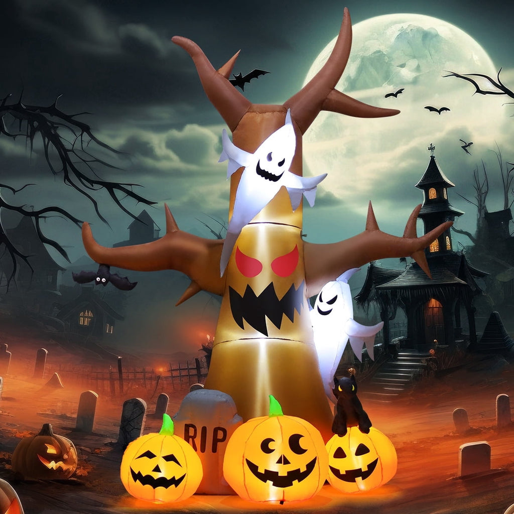 Giant 11.8 FT Halloween Inflatable Tree with LED Lights - Perfect for Spooky Outdoor Decorations!