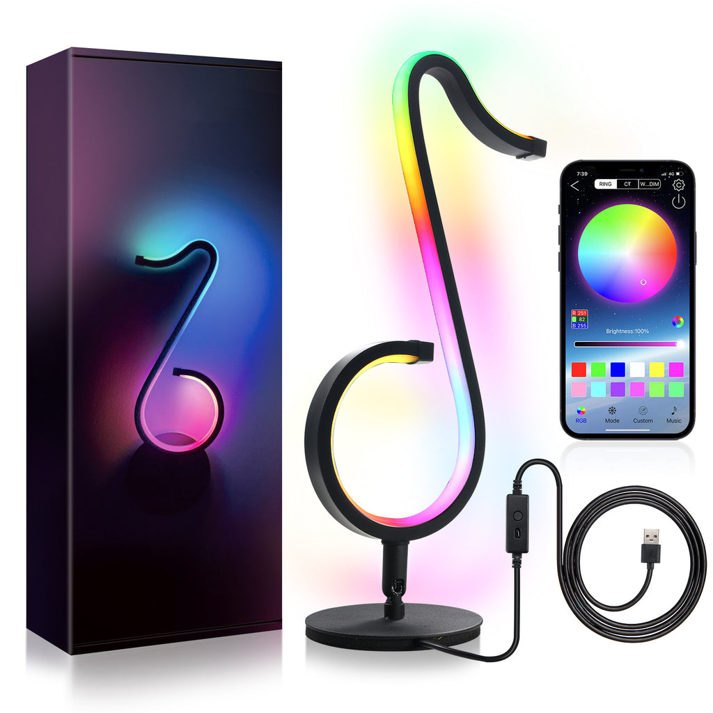 Smart LED night light with app control on a bedside table
