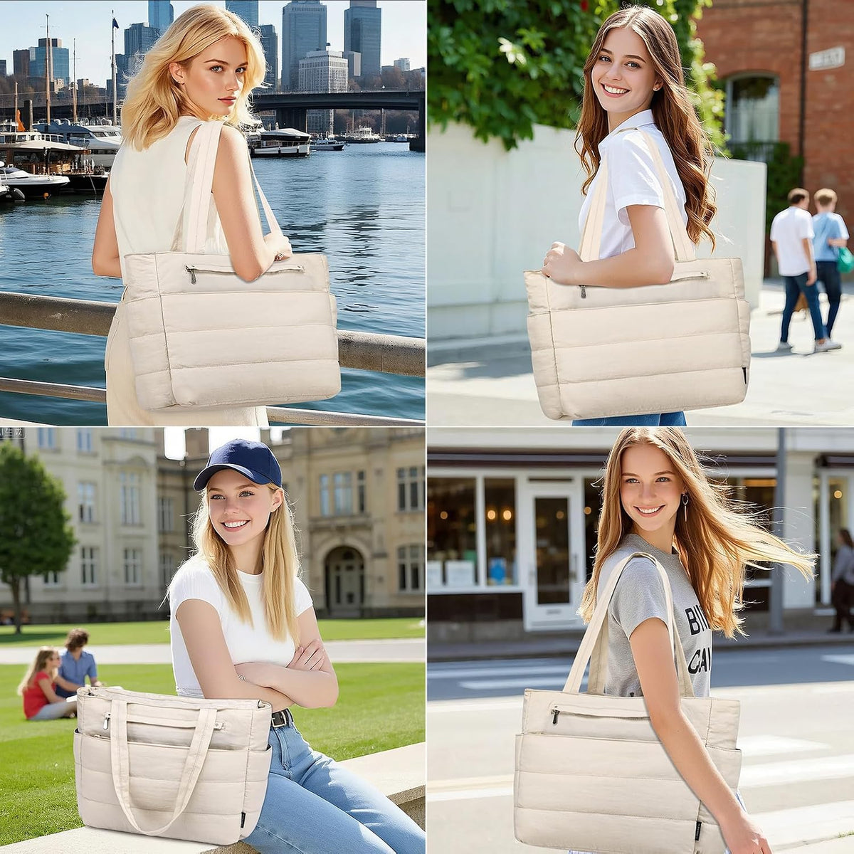 Quilted Puffy Tote Bag for Wome
