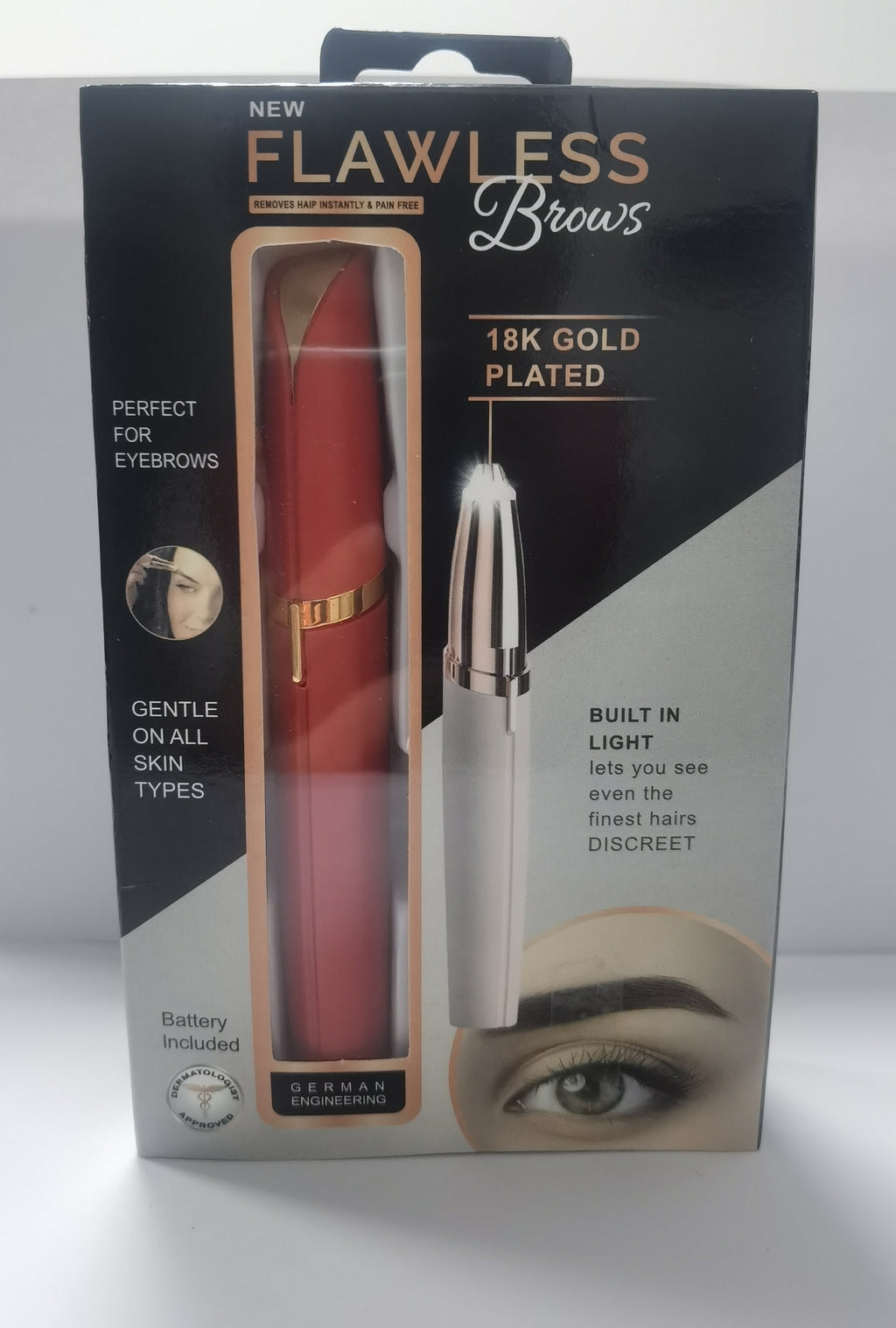 Portable eyebrow trimmer with LED light for personal eyebrow grooming