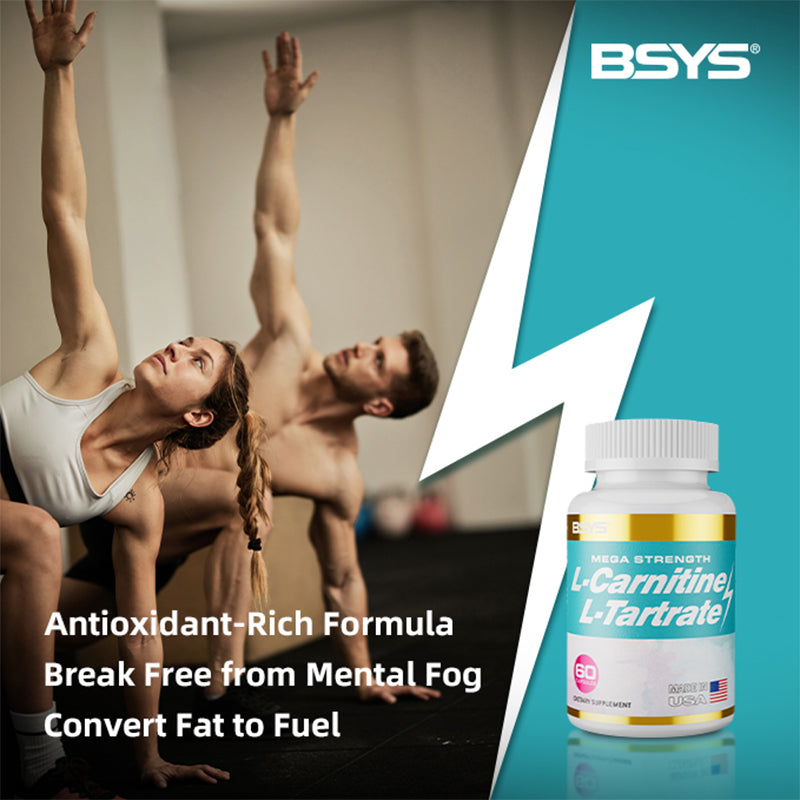 L-Carnitine L-Tartrate Capsules in a fitness setting promoting fat conversion and mental clarity.