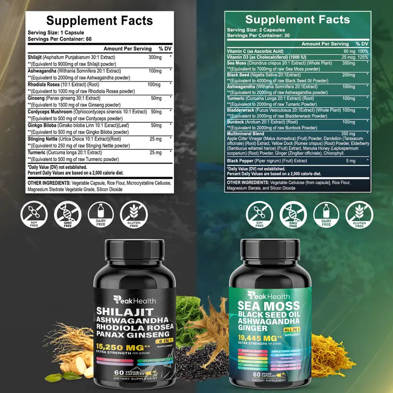 Sea Moss & Shilajit Dynamic Vitality Bundle - 60 Count