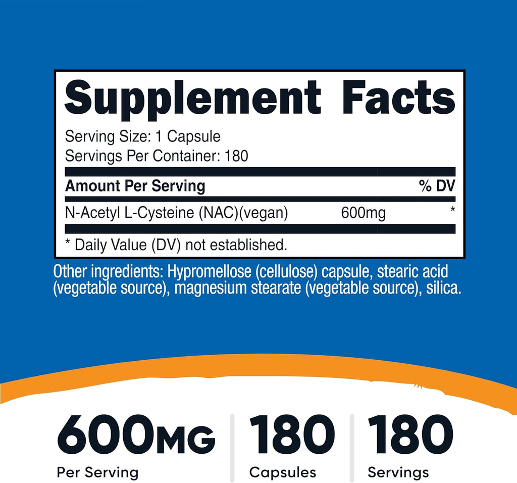 Premium NAC 600mg – 180 Vegan Capsules