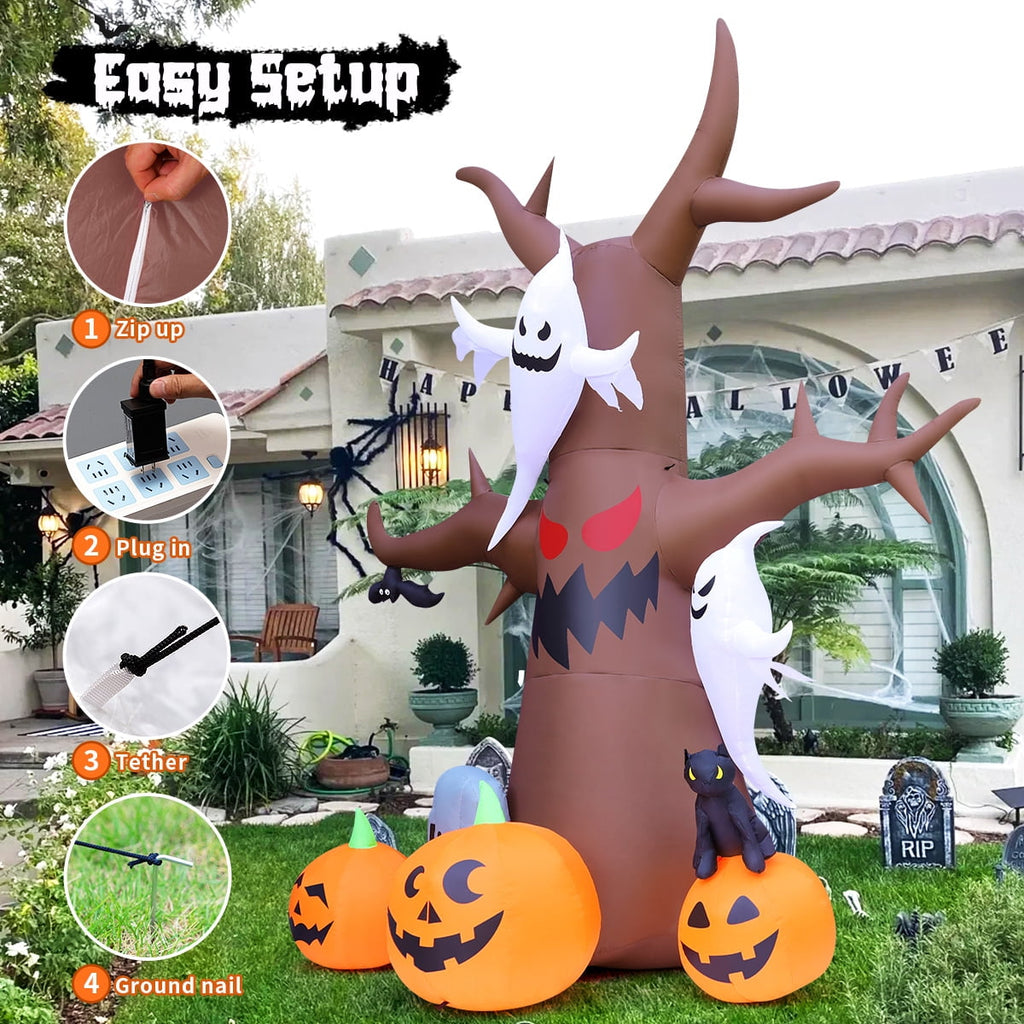 Giant 11.8 FT Halloween Inflatable Tree with LED Lights - Perfect for Spooky Outdoor Decorations!