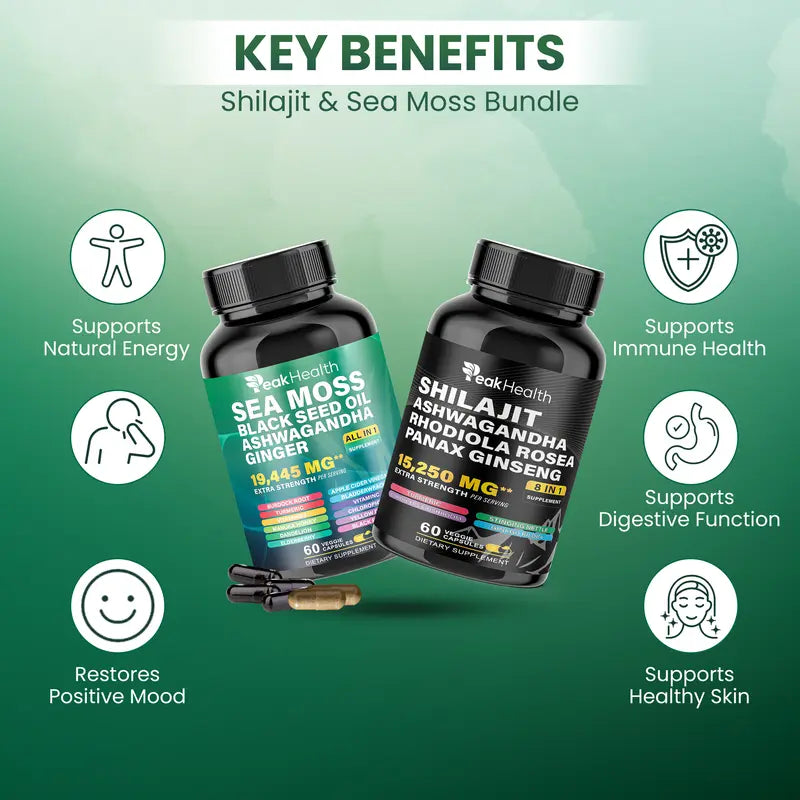 Sea Moss & Shilajit Dynamic Vitality Bundle - 60 Count