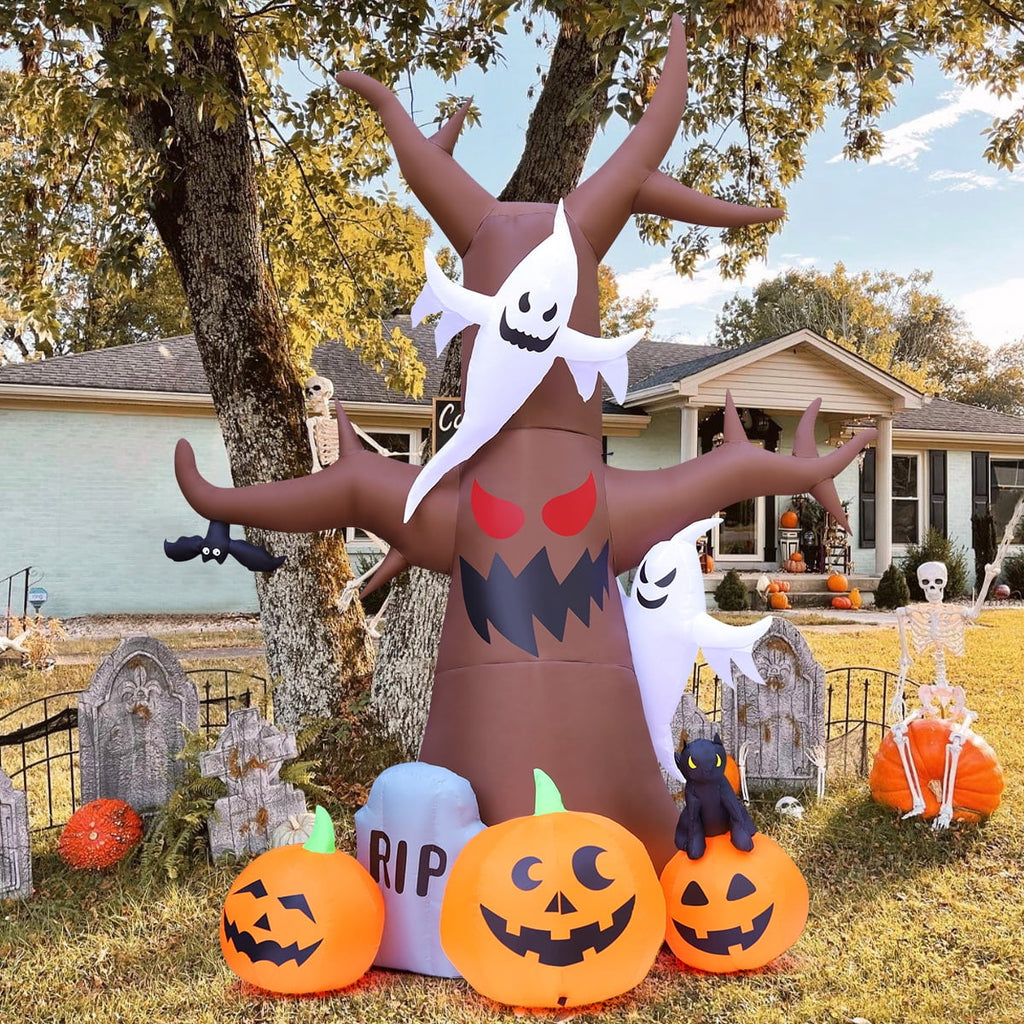 Giant 11.8 FT Halloween Inflatable Tree with LED Lights - Perfect for Spooky Outdoor Decorations!