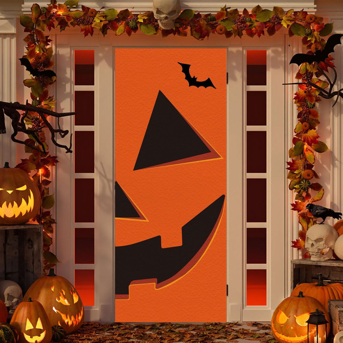 Spooktacular Halloween Pumpkin Door Covers - Perfect Decorations for Your Front Door and Halloween Parties!
