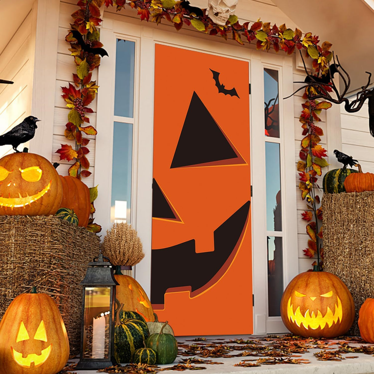 Spooktacular Halloween Pumpkin Door Covers - Perfect Decorations for Your Front Door and Halloween Parties!