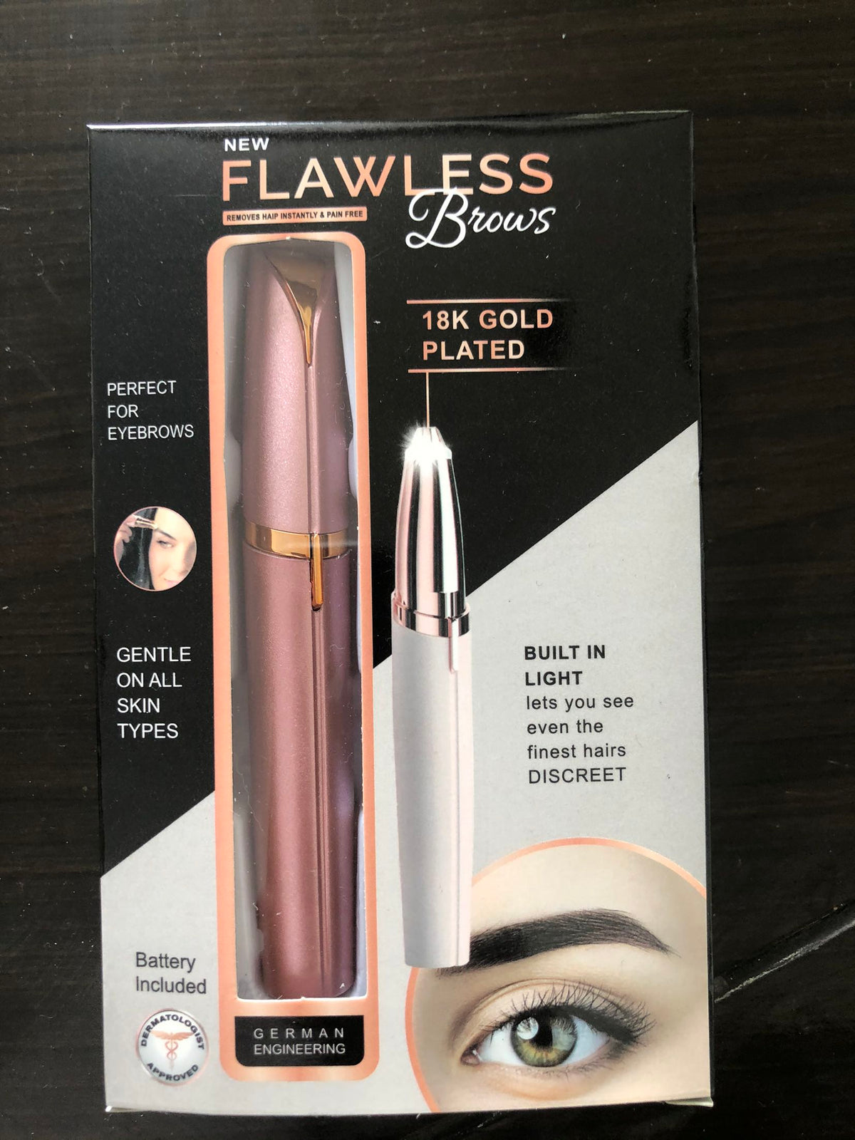 Portable eyebrow trimmer with LED light for personal eyebrow grooming