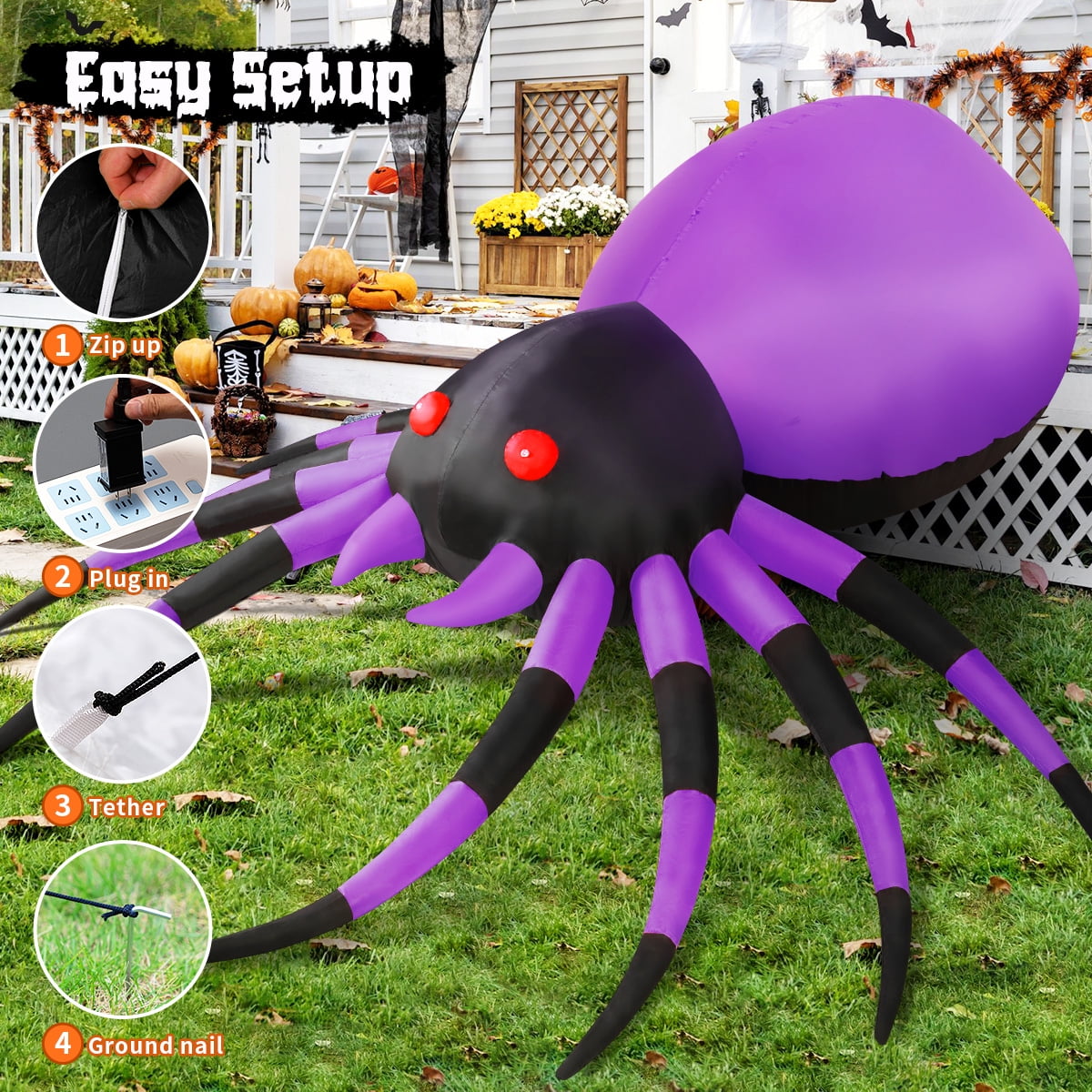 Spook Up Your Halloween with Our 5 FT LED Spider Inflatable – Perfect for Outdoor Fun and Festive Celebrations!