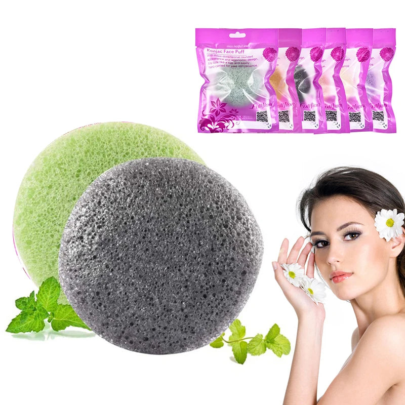 Konjac facial cleansing sponge shown with its natural sponge texture