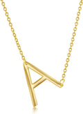 Dainty Sideways Initial Necklace for Women – Sterling Silver or 14K Gold Plated 20Mm Alphabet Letter Pendant
