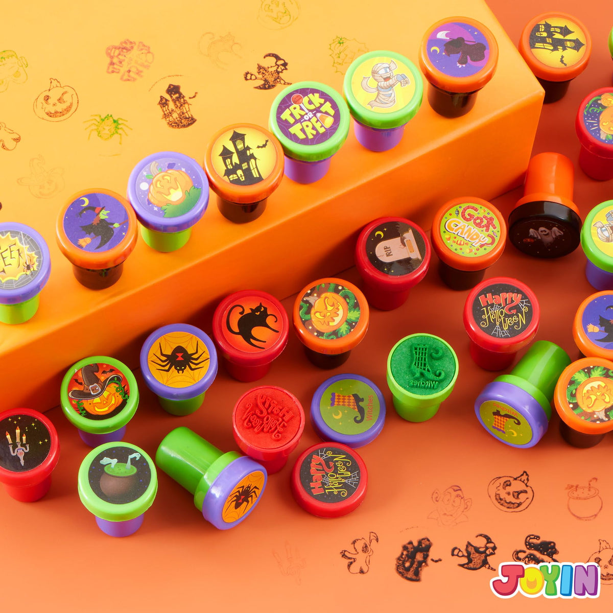 Spook-tacular 50 Piece Halloween Assorted Stamps - Perfect for Kids' Parties and Trick or Treat Goodies!