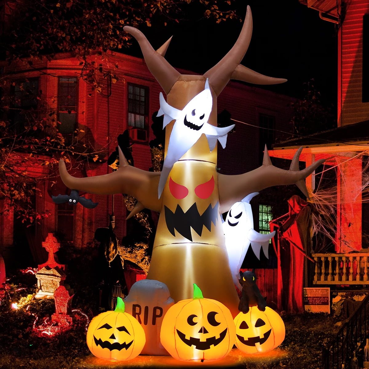 Giant 11.8 FT Halloween Inflatable Tree with LED Lights - Perfect for Spooky Outdoor Decorations!