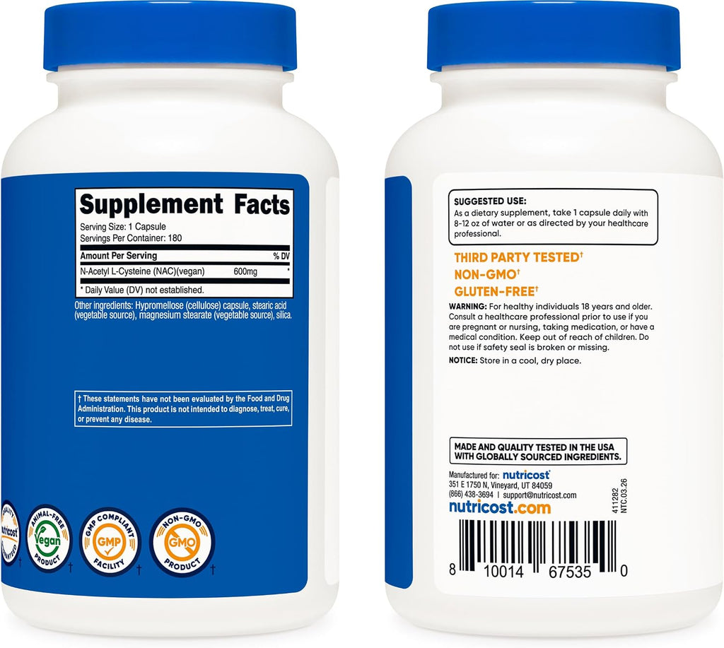 Premium NAC 600mg – 180 Vegan Capsules