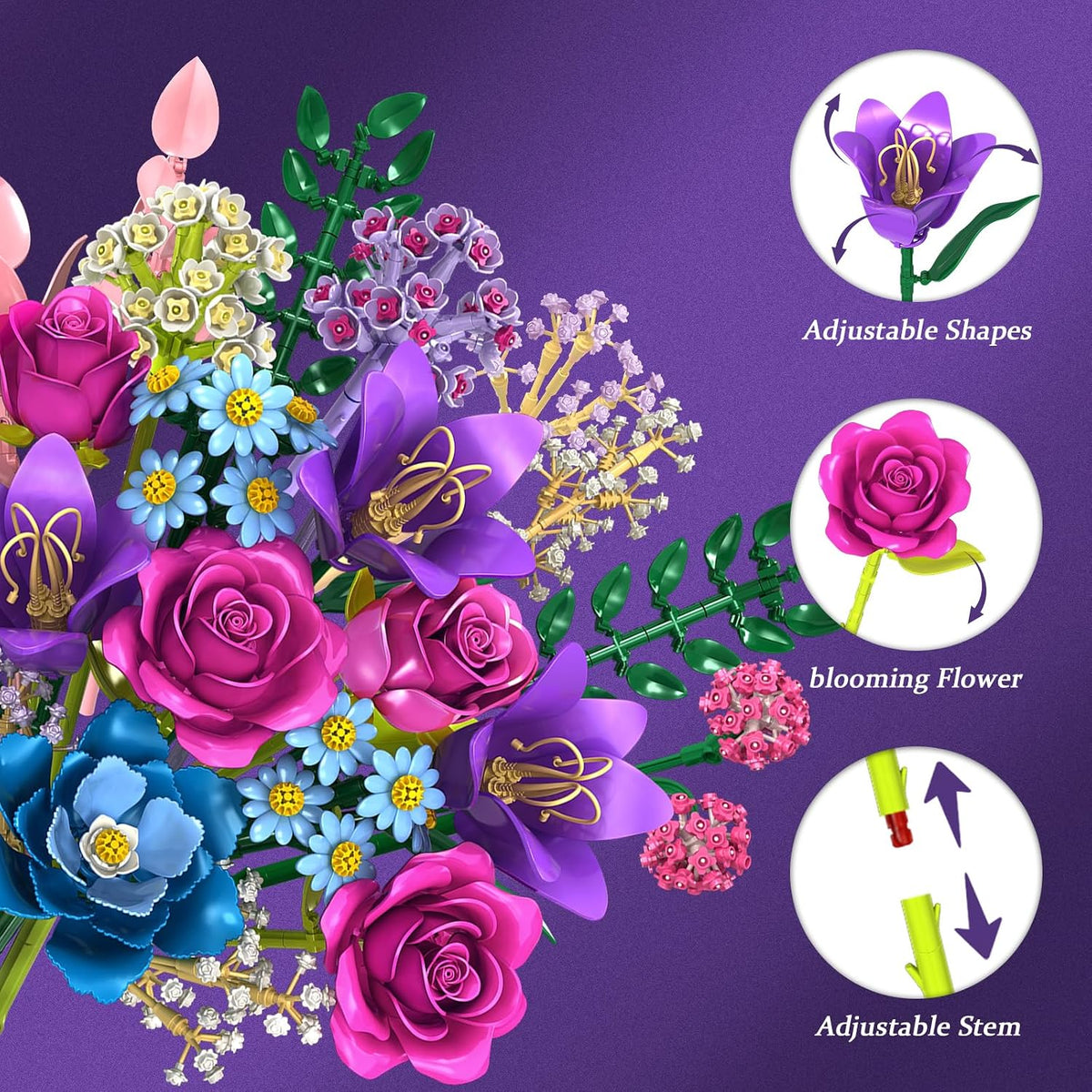 Flower Bouquet Building Blocks Set