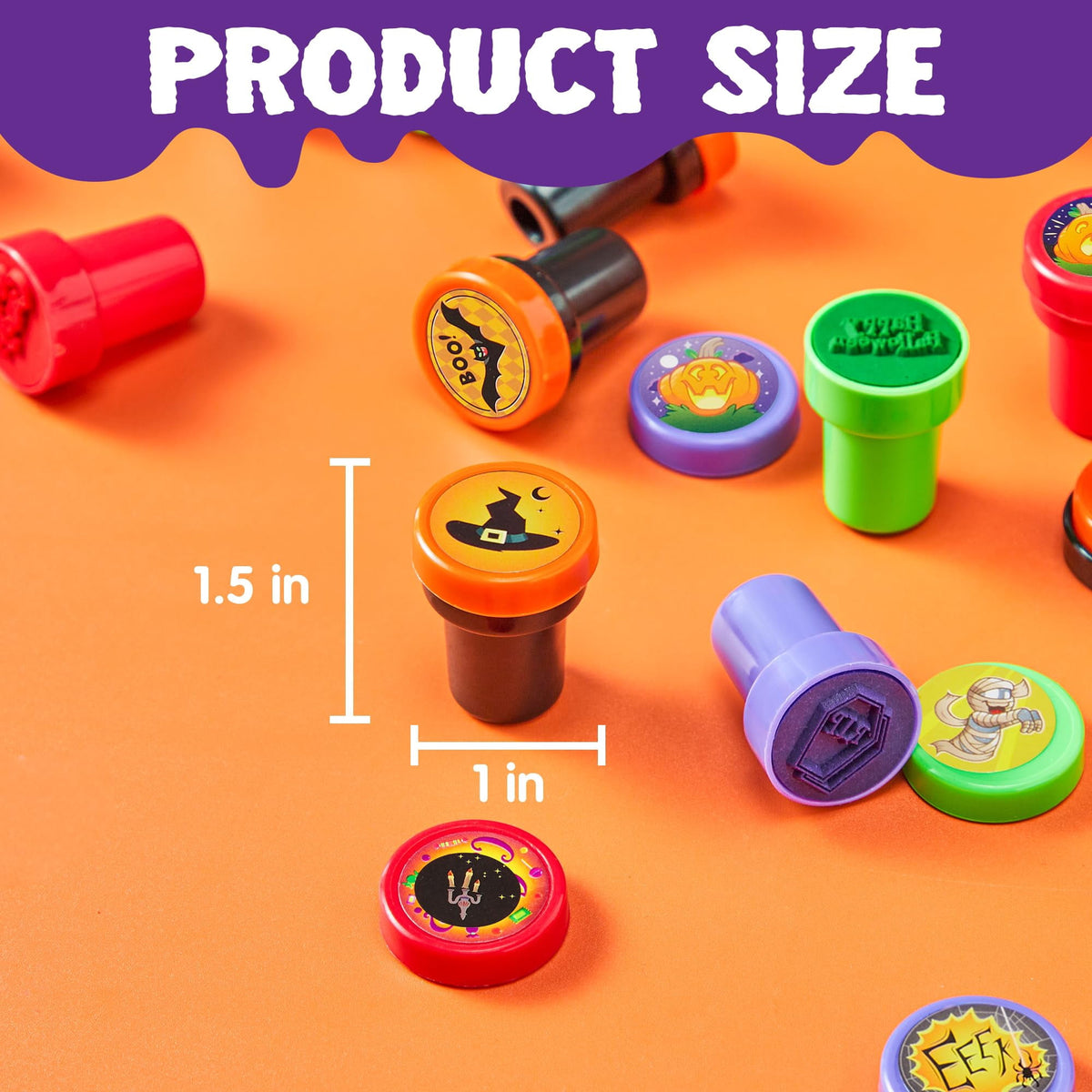 Spook-tacular 50 Piece Halloween Assorted Stamps - Perfect for Kids' Parties and Trick or Treat Goodies!