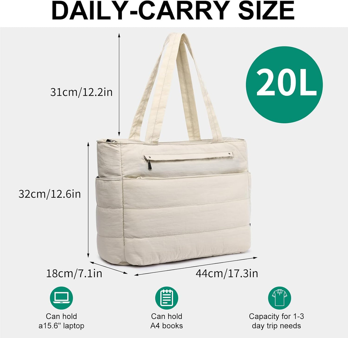 Quilted Puffy Tote Bag for Wome